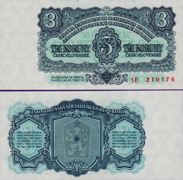 Банкнота Чехословакии 3 кроны 1961 г