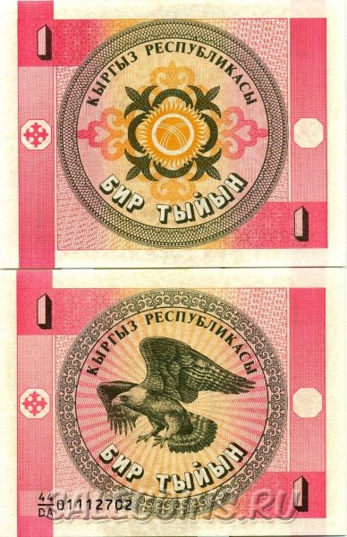 Банкнота Киргизии 1 тыйын 1993 год