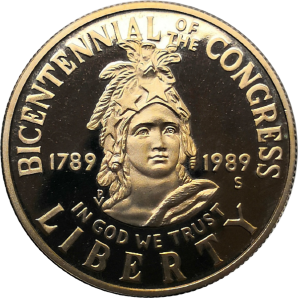 Монета США 50 центов 1989 г 200 лет конгрессу