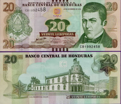 Банкнота Гондураса 20 лемпир 2016 год