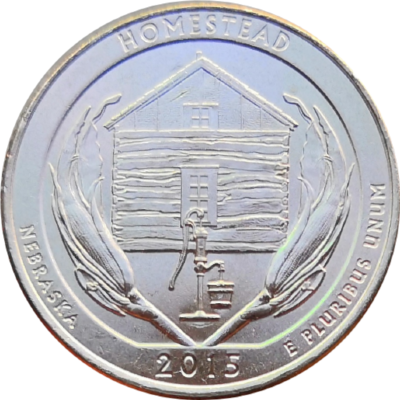 США 25 центов 2015 26-й парк Небраска Гомстед