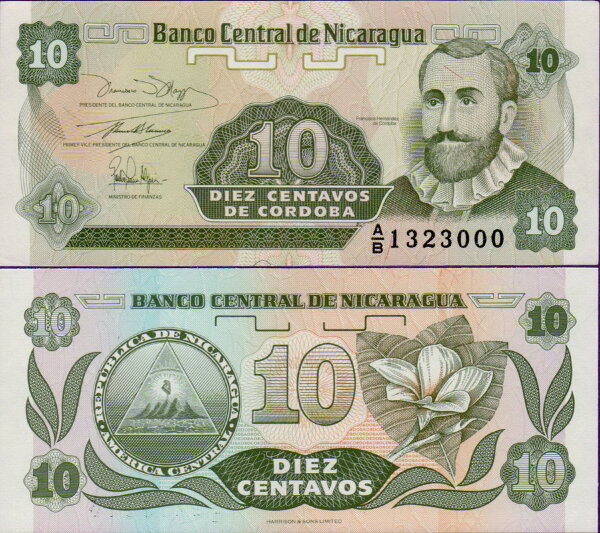 Банкнота Никарагуа 10 сентаво 1991