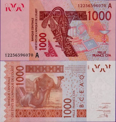 Банкнота Кот-д'Ивуара 1000 франков 2012 год