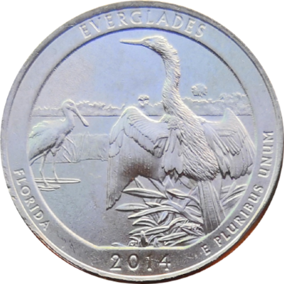 США 25 центов 2014 25-й парк Флорида Эверглейдс