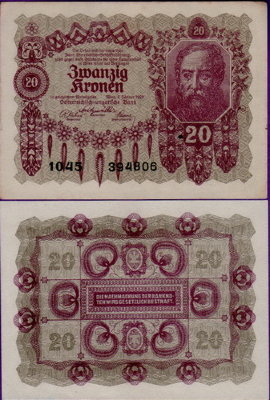 Банкнота Австрии 20 крон 1922 г