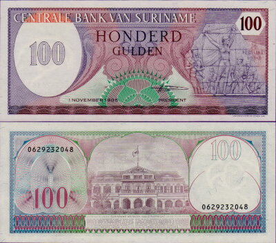 Банкнота Суринам 100 гульденов 1985