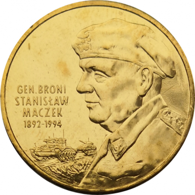 Монета Польши 2 злотых Бригадный генерал Станислав Мацек 2003 год
