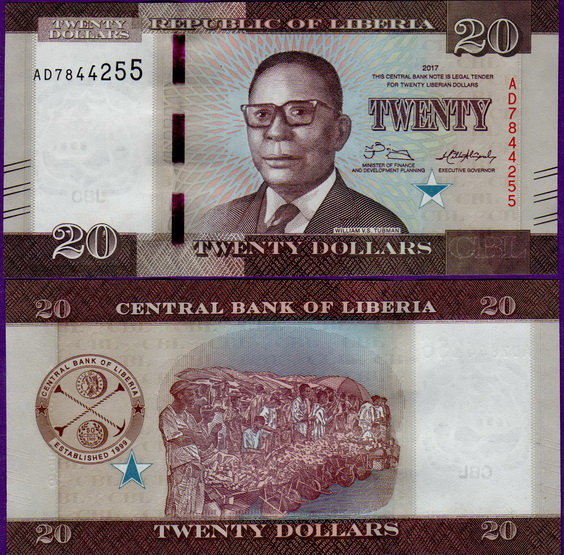 Банкнота Либерии 20 долларов 2017 год