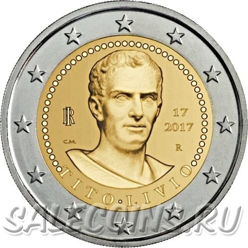 Монета Италии 2 евро 2017 г 2000 лет со дня смерти Тита Ливия