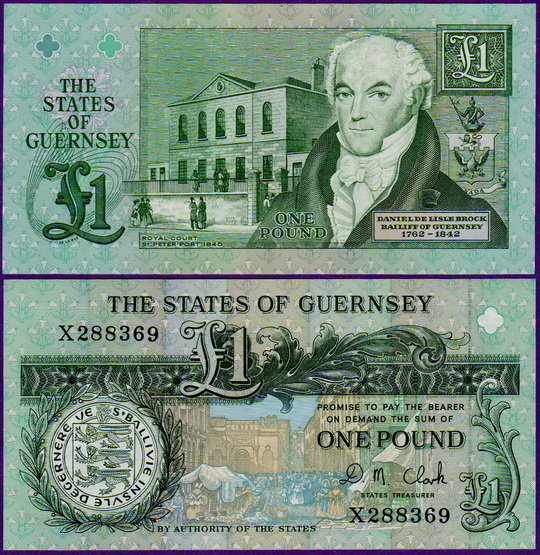 Банкнота Остров Гернси 1 фунт 1991 год