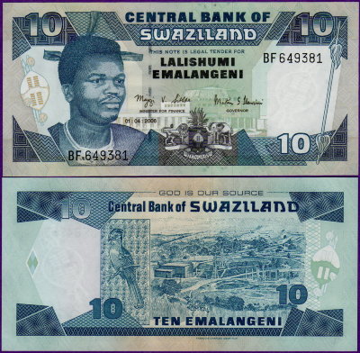 Банкнота Свазиленда (Эсватини) 10 эмалангени 2006 года