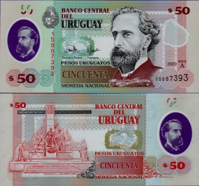 Банкнота Уругвая 50 песо 2020 год полимер