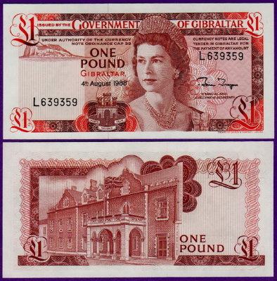 Банкнота Гибралтара 1 фунт 1988 года