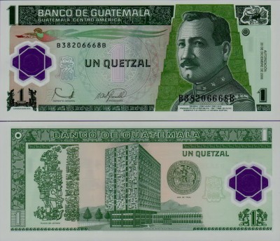Банкнота Гватемалы 1 кетсаль 2006 год пластик