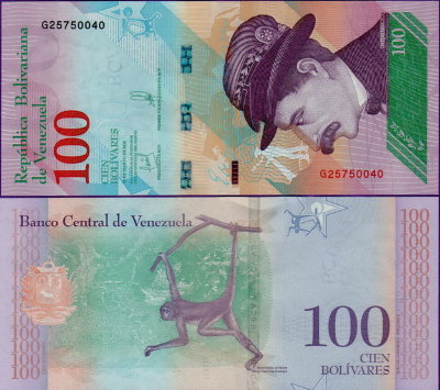 Банкнота Венесуэлы 100 боливар 2018 г