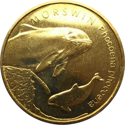Монета Польши 2 злотых Морская свинья 2004 год