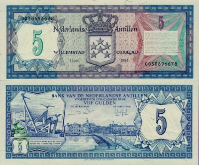 Банкнота Нидерландские Антильские острова 5 гульденов 1984 год