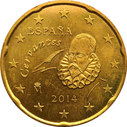 Монета Испании 20 евроцентов 2014 год