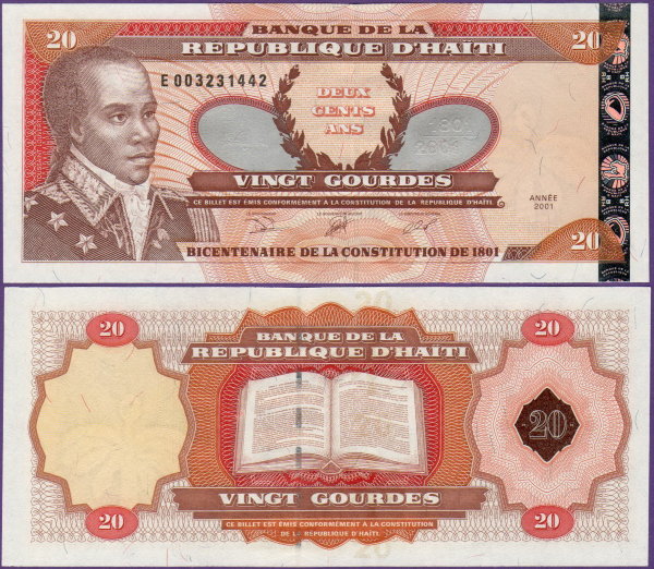 Банкнота Гаити 20 гурдов 2001 г