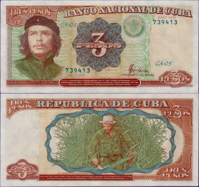 Банкнота Кубы 3 песо 1995 год