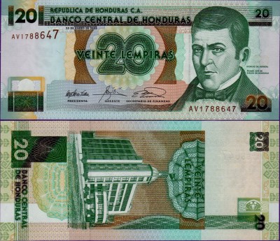 Банкнота Гондураса 20 лемпир 2003 года