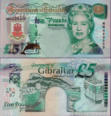 Банкнота Гибралтара 5 фунтов 2000 Миллениум