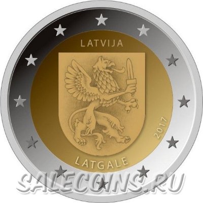 Монета Латвии 2 евро 2017 г Историческая область Латгале