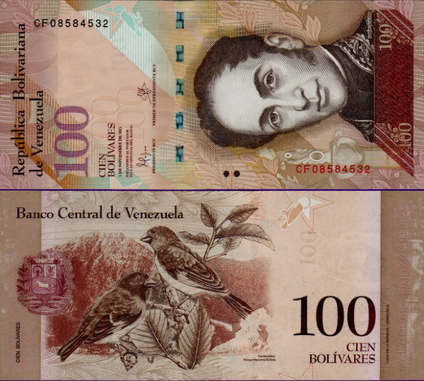 Банкнота Венесуэлы 100 боливар 2015