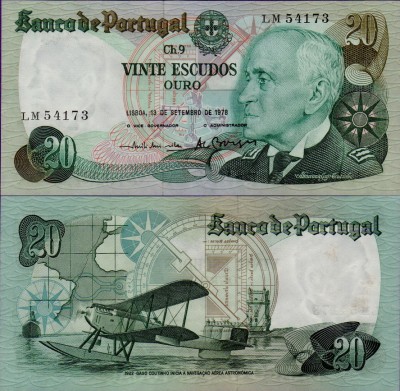 Банкнота Португалии 20 эскудо 1978 год