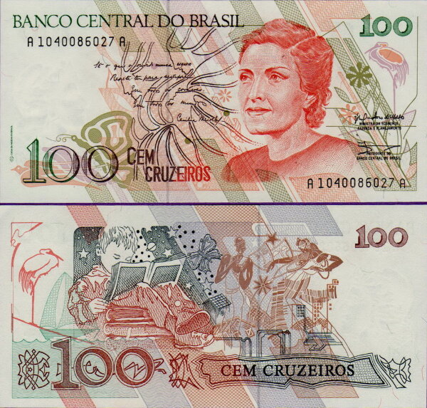 Бразилия 100 крузейро 1990