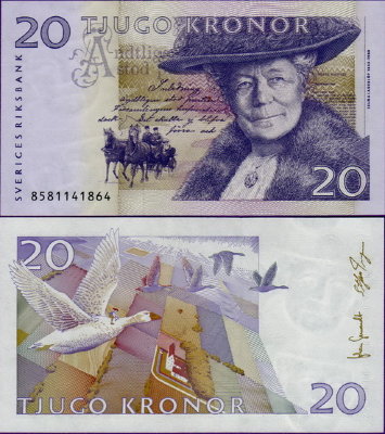 Банкнота Швеции 20 крон 1997 - 2007 гг