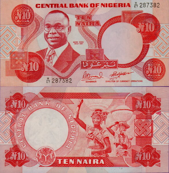 Банкнота Нигерии 10 найра 1984 года