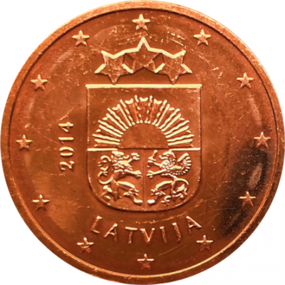 Монета Латвии 5 евроцентов 2014 год