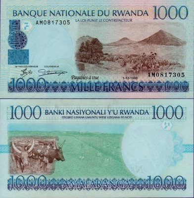 Банкнота Руанды 1000 франков 1998