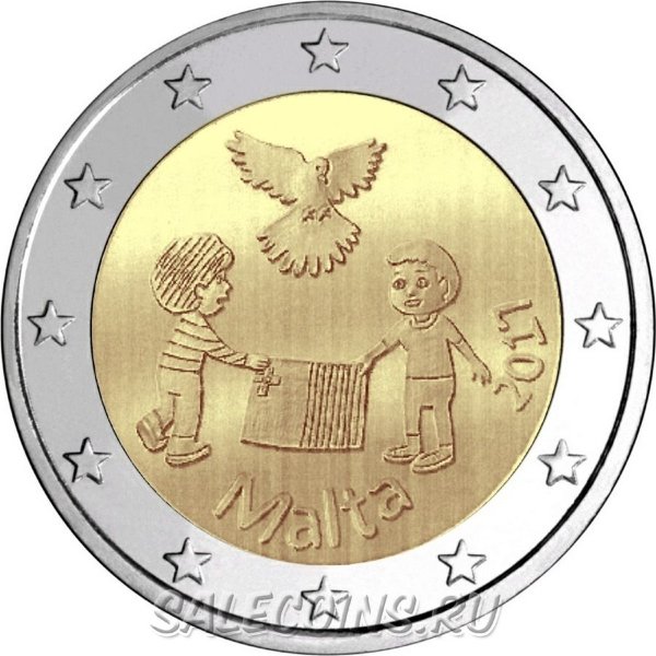 Монета Мальты 2 евро 2017 год Мир