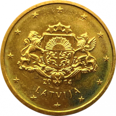 Монета Латвии 10 евроцентов 2014 год 