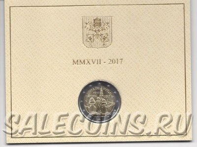 Монета Ватикана 2 евро 2017 100-летие явления Девы Марии в Фатиме
