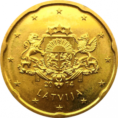 Монета Латвии 20 евроцентов 2014 год