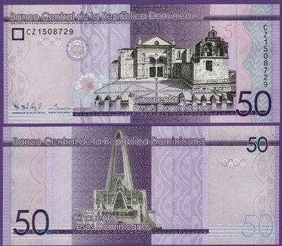 Банкнота Доминиканы 50 песо 2014 год