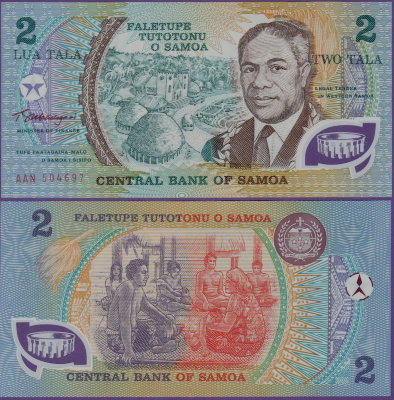 Банкнота Самоа 2 тала 1990 год полимер