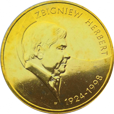 Монета Польши 2 злотых Збигнев Херберт 2008 год