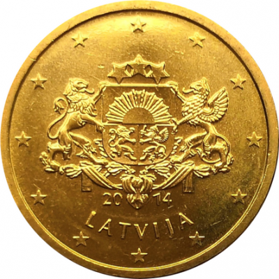 Монета Латвии 50 евроцентов 2014 год