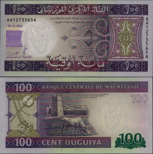 Банкнота Мавритании 100 угия 2011 год