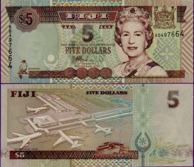 Банкнота Фиджи 5 долларов 2002 год