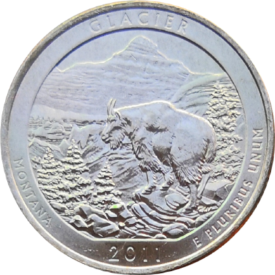 Монета США 25 центов 2011 год 7-й парк Монтана Национальный парк Глейшер