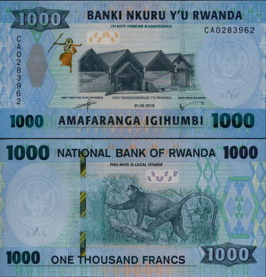 Банкнота Руанды 1000 франков 2019 года