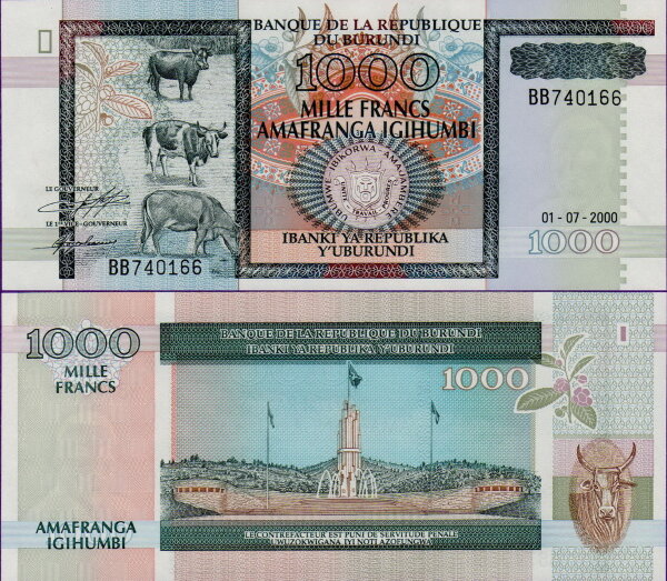Банкнота Бурунди 1000 франков 2000 год