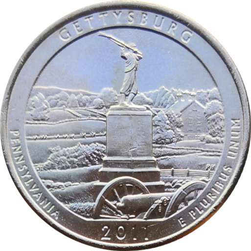 Монета США 25 центов 2011 г 6-й парк Пенсильвания Национальный парк Геттисберг