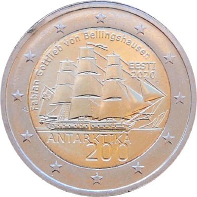 Монета Эстонии 2 евро 2020 Эстония 200-летие открытия Антарктики