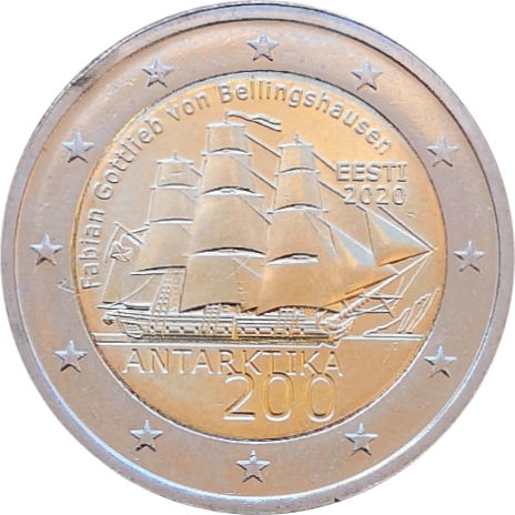 Монета Эстонии 2 евро 2020 Эстония 200-летие открытия Антарктики